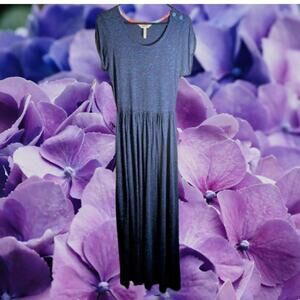 Matilda Jane Large short sleeve maxi rayon blue woman's dress.